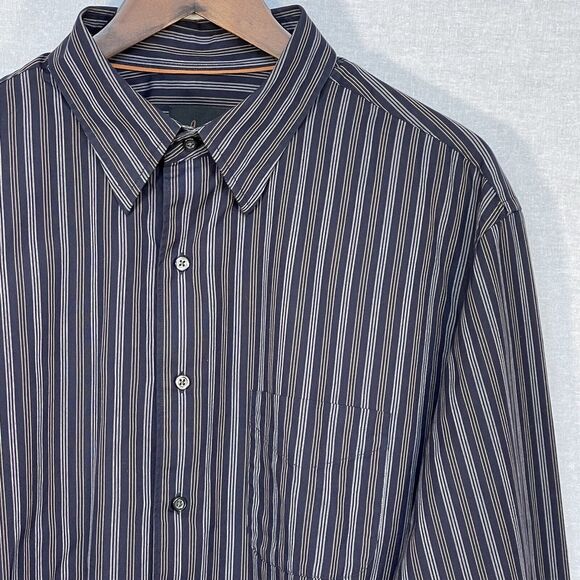 Joseph Jos A. Bank Button Down Shirt Men Size XL Blue‎ Stripe Cotton Pocket - Picture 5 of 12